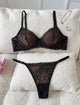 Women's Abstract Wave Lace Sheer Bra & Thong Lingerie Set