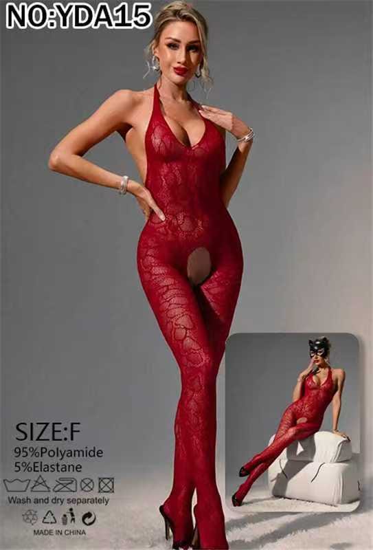 Women's Red Lace Halter Body stocking 