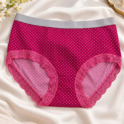 Girls' Cotton Polka Dot Lace Trim Panties Pack of 5