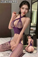 Women's Purple Halter Fishnet Body stocking
