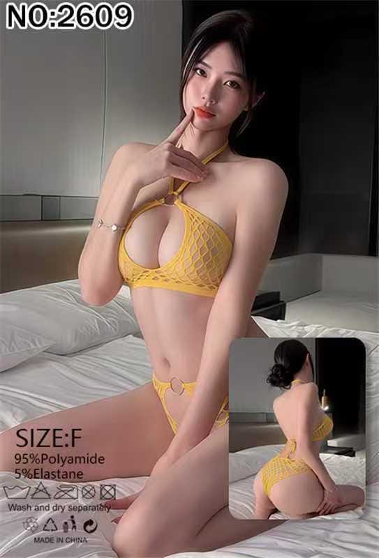 Women's Fishnet Halter Bra & Thong Set