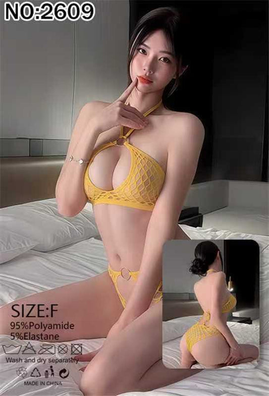 Women's Fishnet Halter Bra & Thong Set