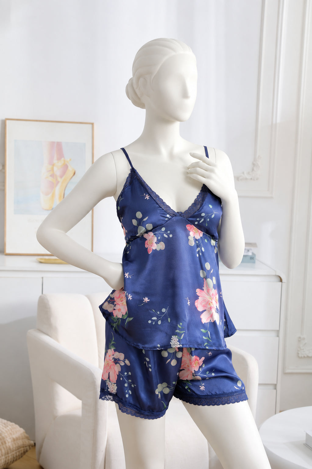 Women's Satin Floral Cami & Shorts Nightwear Set
