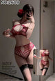 Women's Fishnet Halter Bra, High-Waist Brief & Lace-Top Stockings Set