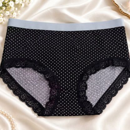 Girls' Cotton Polka Dot Lace Trim Panties Pack of 5
