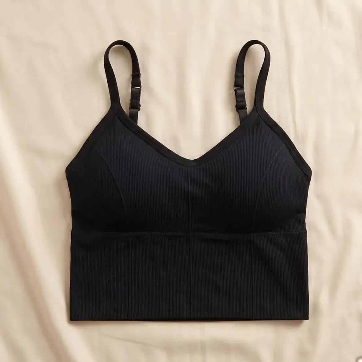 Womens Ribbed Bralette with Adjustable Straps | Seamless Comfort Bra