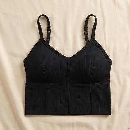 Womens Ribbed Bralette with Adjustable Straps | Seamless Comfort Bra