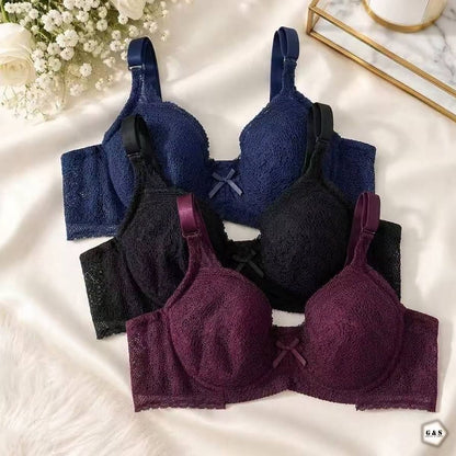 Women's Pack of 2 Imported Wired Full Lace Non-Padded Push-Up Bra