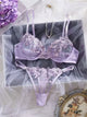 Women's 3D Floral Appliqué Sheer Bra & Thong Lingerie Set