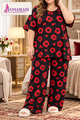Women's Plus Size Bold Floral Print Malai Jersey Nightwear Set