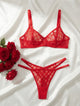 Women's Diamond Grid Sheer Bra & Thong Lingerie Set