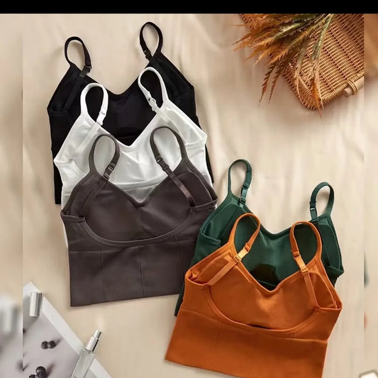 Womens Ribbed Bralette with Adjustable Straps | Seamless Comfort Bra