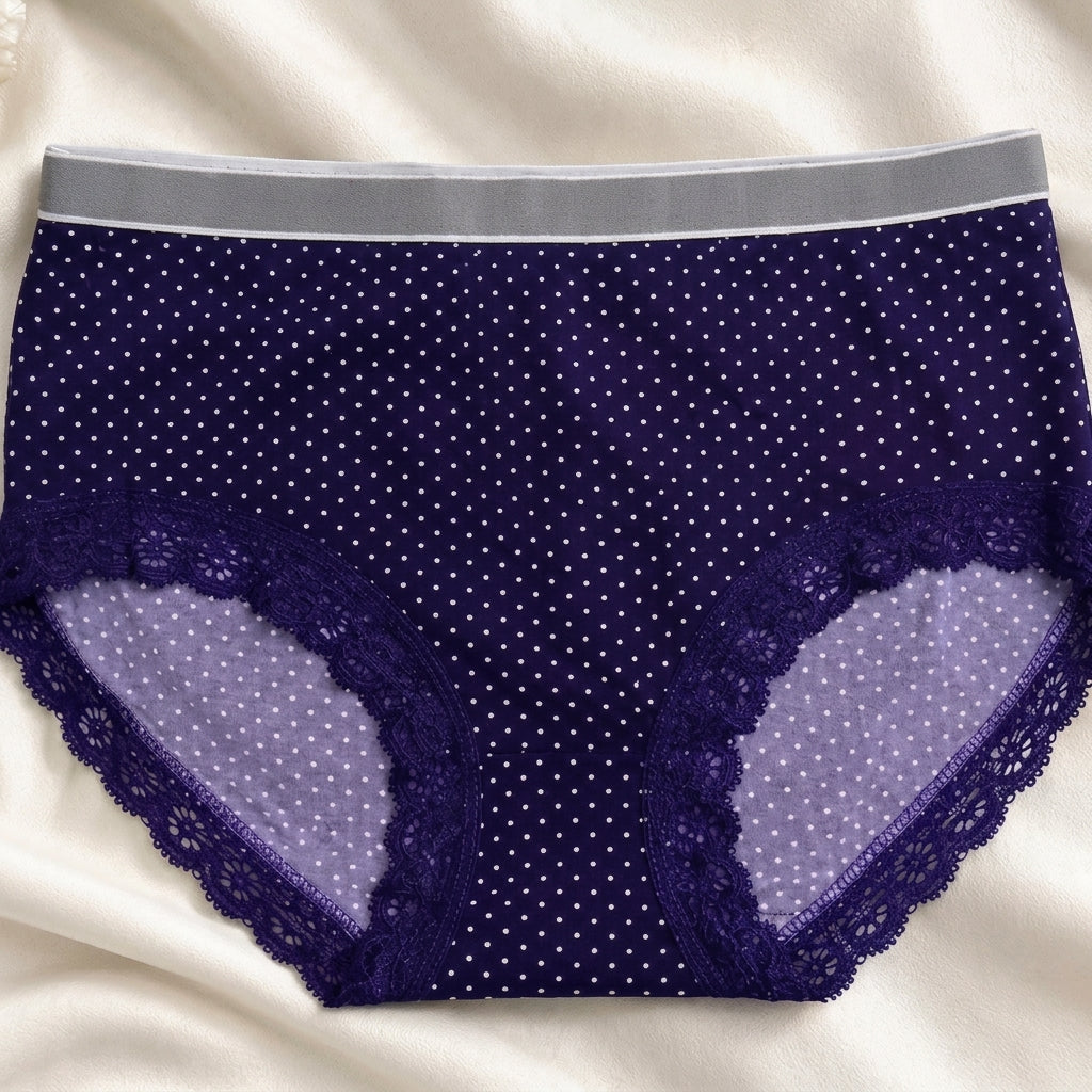 Girls' Cotton Polka Dot Lace Trim Panties Pack of 5