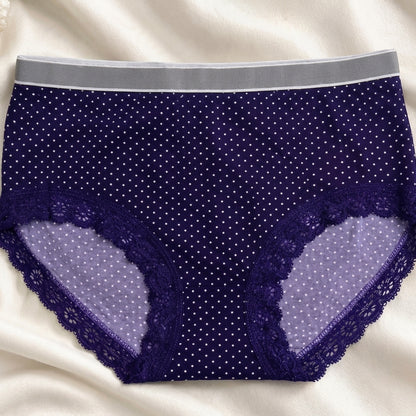 Girls' Cotton Polka Dot Lace Trim Panties Pack of 5
