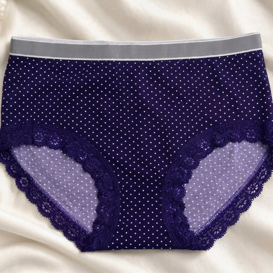 Girls' Cotton Polka Dot Lace Trim Panties Pack of 5