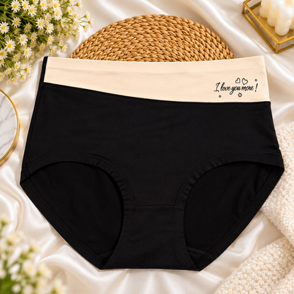 Black jersey briefs with contrasting cream waistband