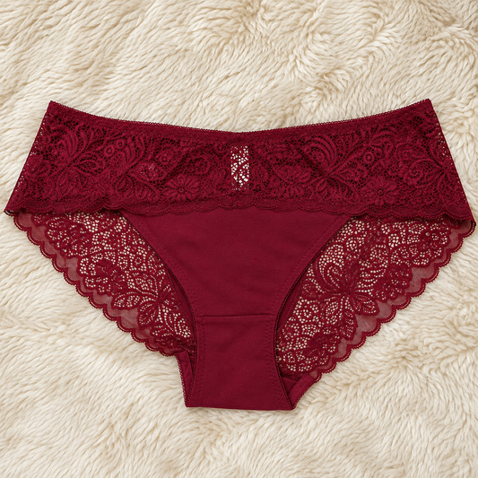 Royal blue floral lace panties with scalloped edges