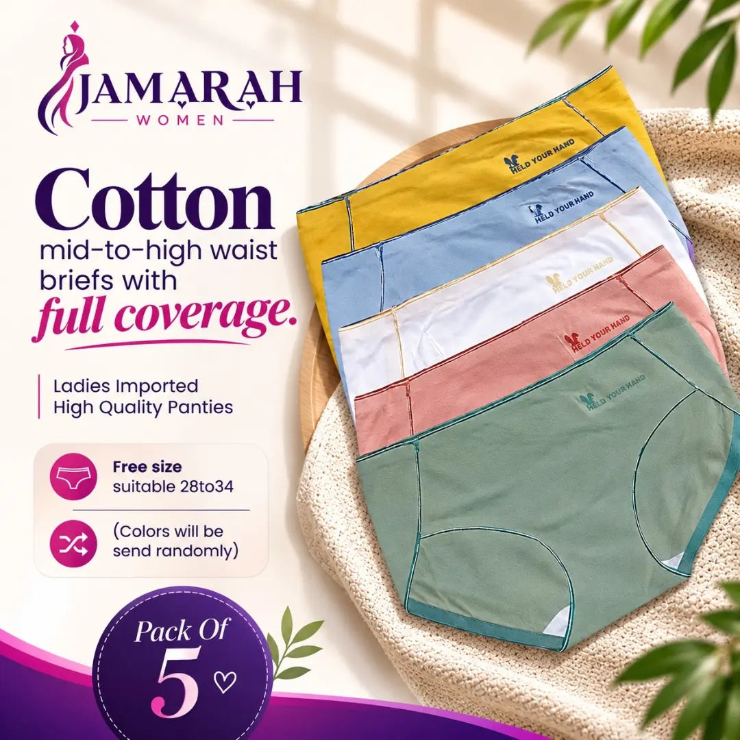 Women's Mid-High Waist Cotton Panties Pack of 5