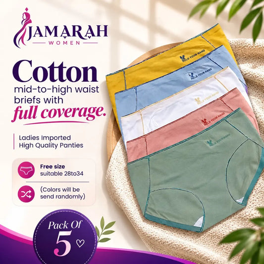 Women's Mid-High Waist Cotton Panties Pack of 5