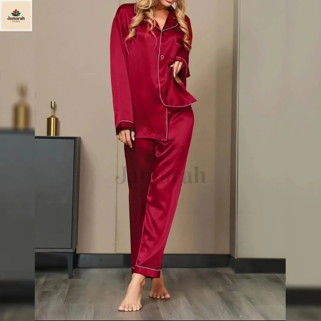  Full Sleeves Silk Night Suit