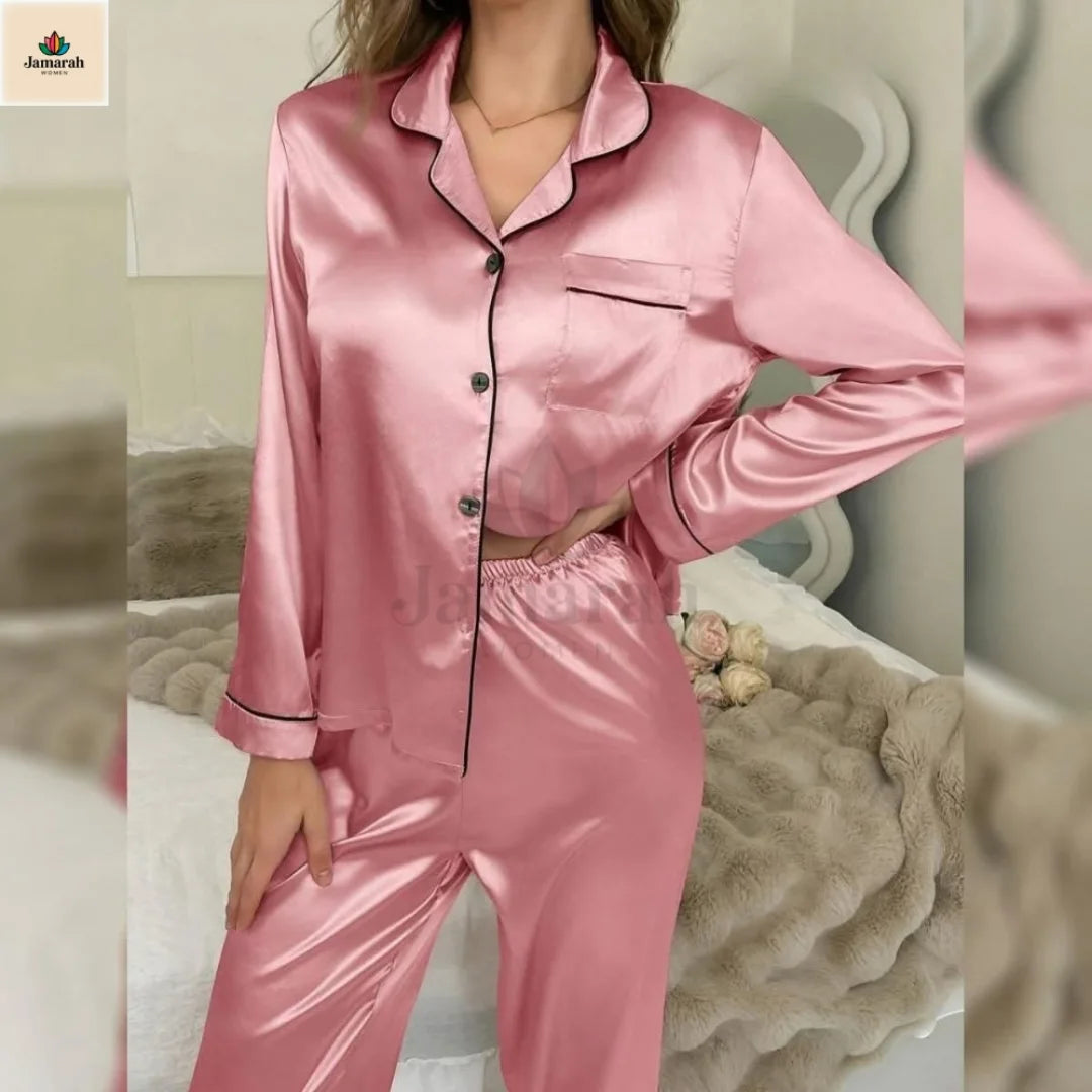 Full Sleeves Silk Nightwear Set