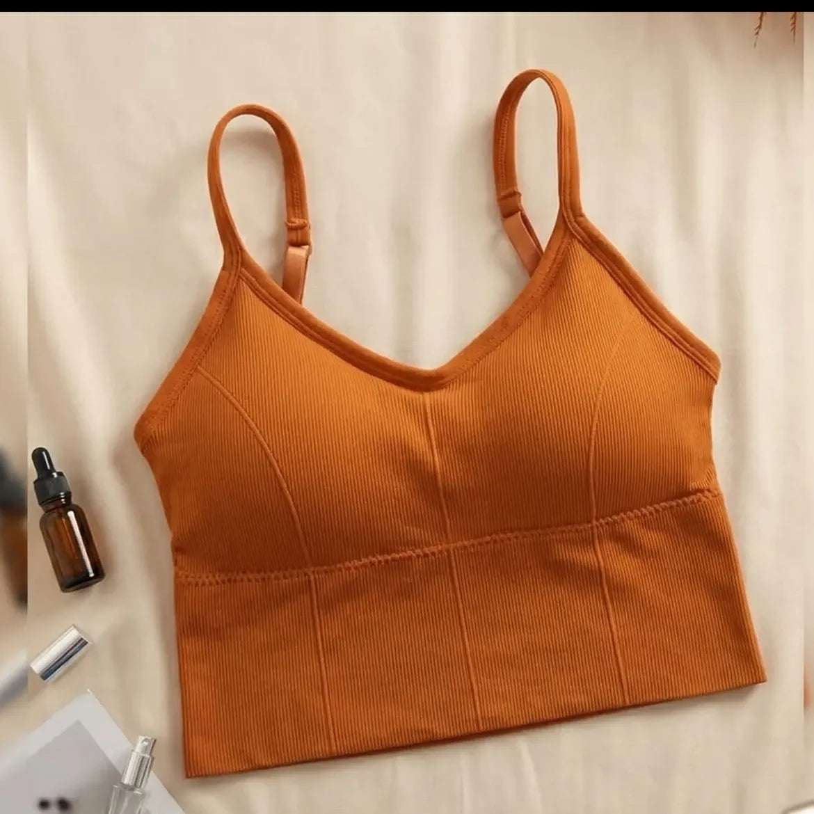 Womens Ribbed Bralette with Adjustable Straps | Seamless Comfort Bra
