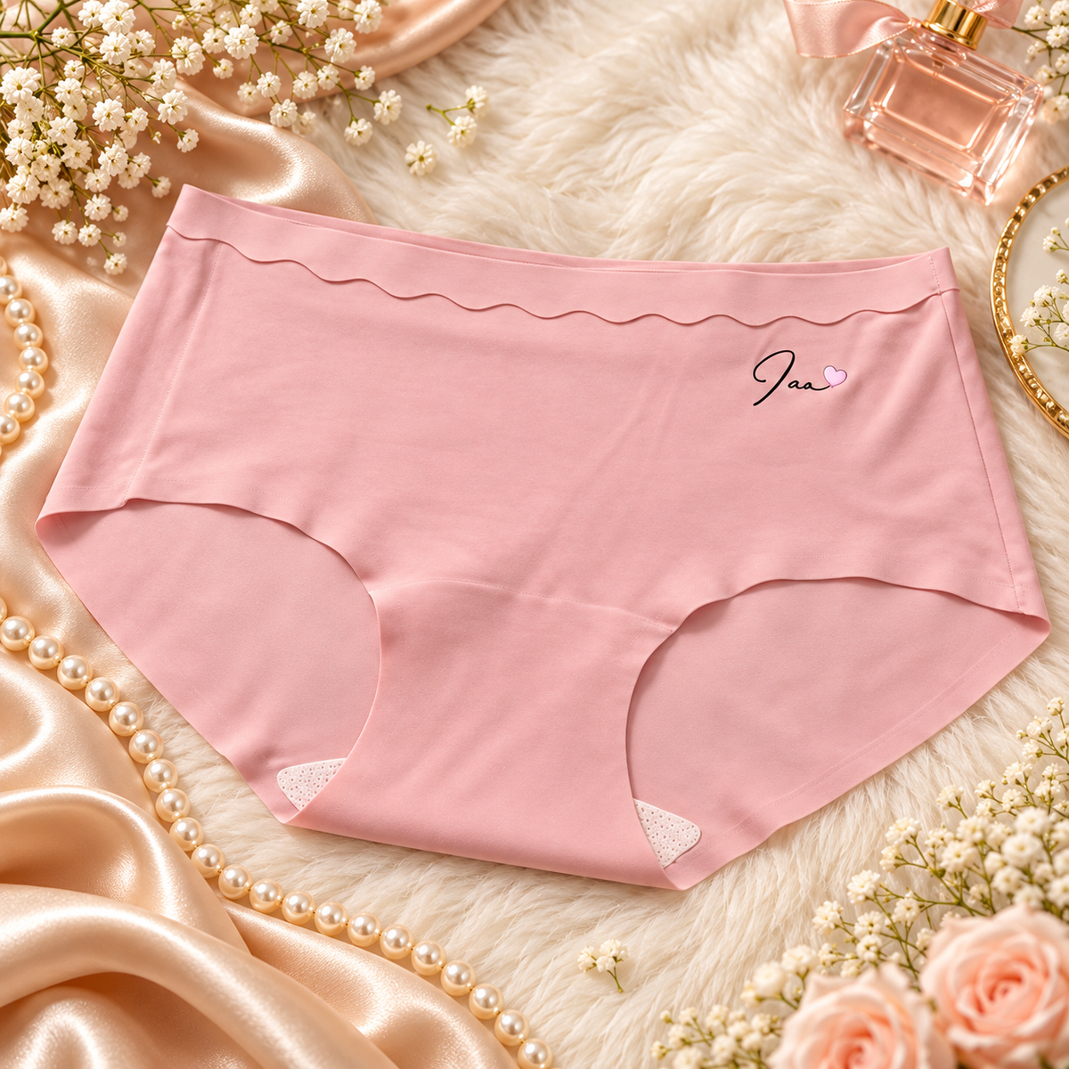 Pink seamless panties with heart accent