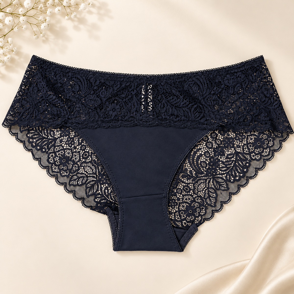 Net & Floral Embroidered Lace Panties – Pack of 6