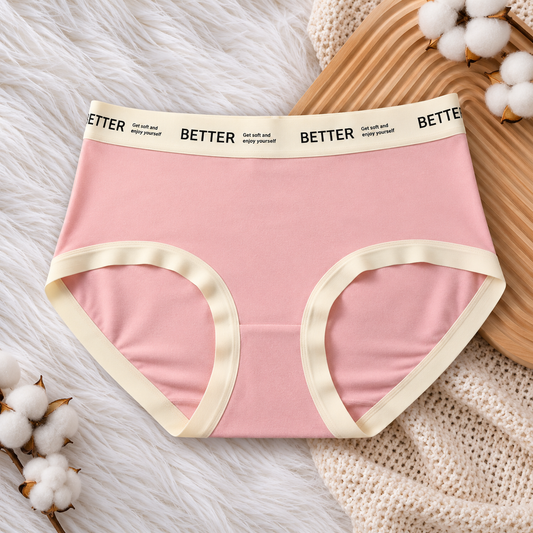 Assorted pastel panties with cream contrast trim and printed waistbands